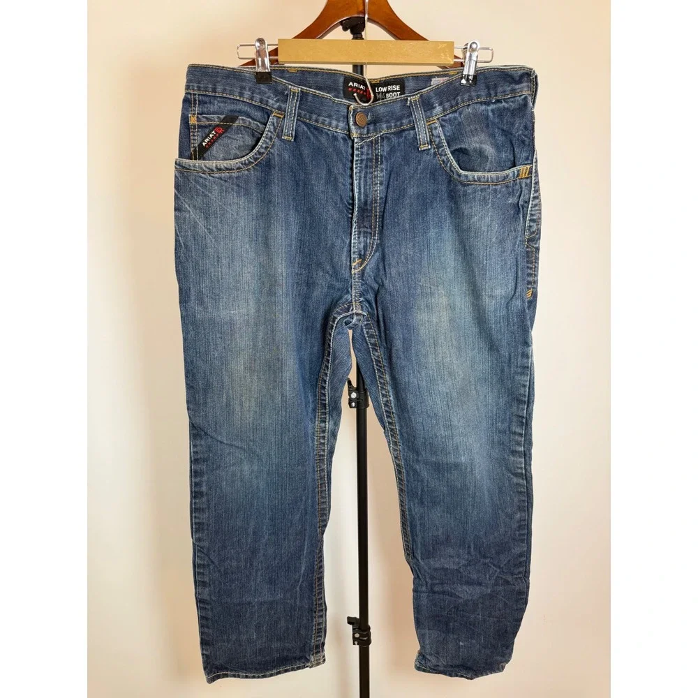 Ariat FR M4 Low Rise Boot Cut Jeans Mens 38x32 Flame Resistant Denim Blue 0449